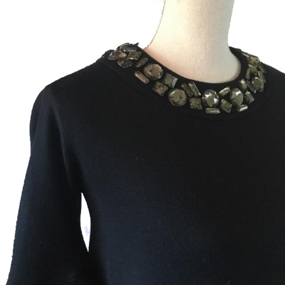 VINCE dress - merino wool, embellished,  jeweled collar - Picture 9 of 14